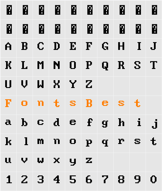Sam3KRFont Character Map