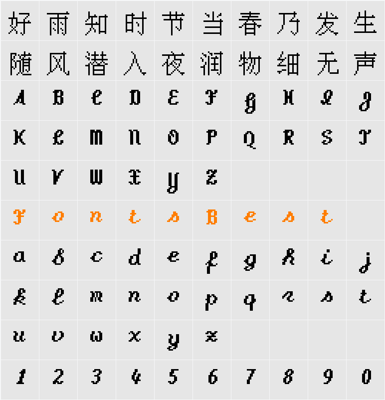 DOSPilgi Character Map