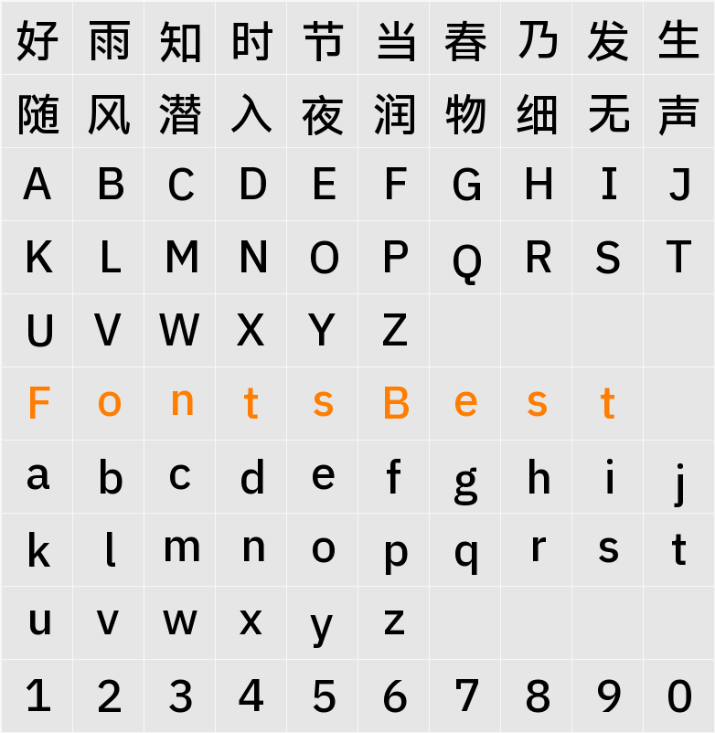 IBM Plex Sans SC Medm Character Map