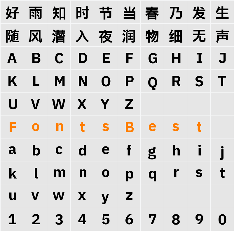 IBM Plex Sans SC Character Map