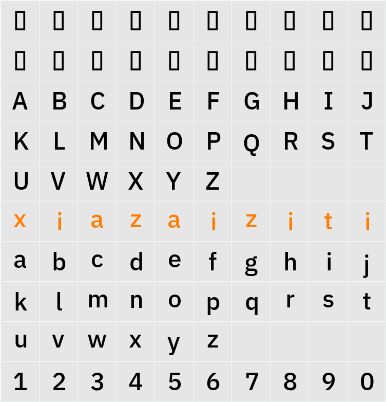 IBM Plex Sans Hebrew Medm 字符映射表