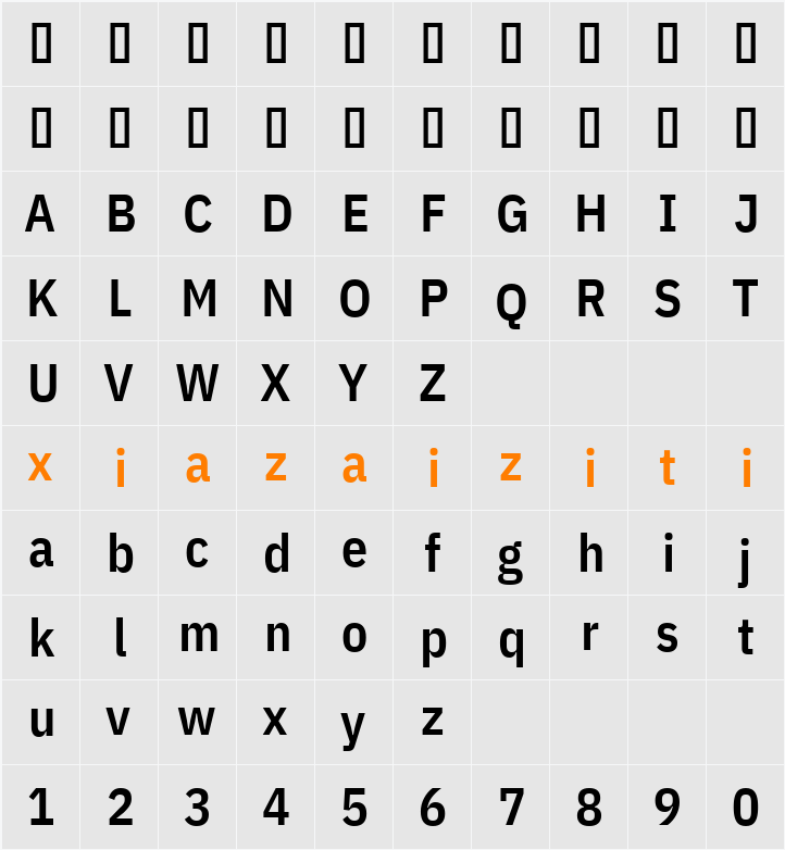 IBM Plex Sans Cond SmBld 字符映射表