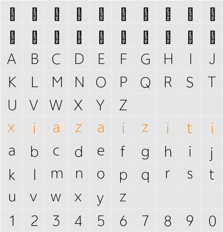 vivo Sans Global Extralight 字符映射表