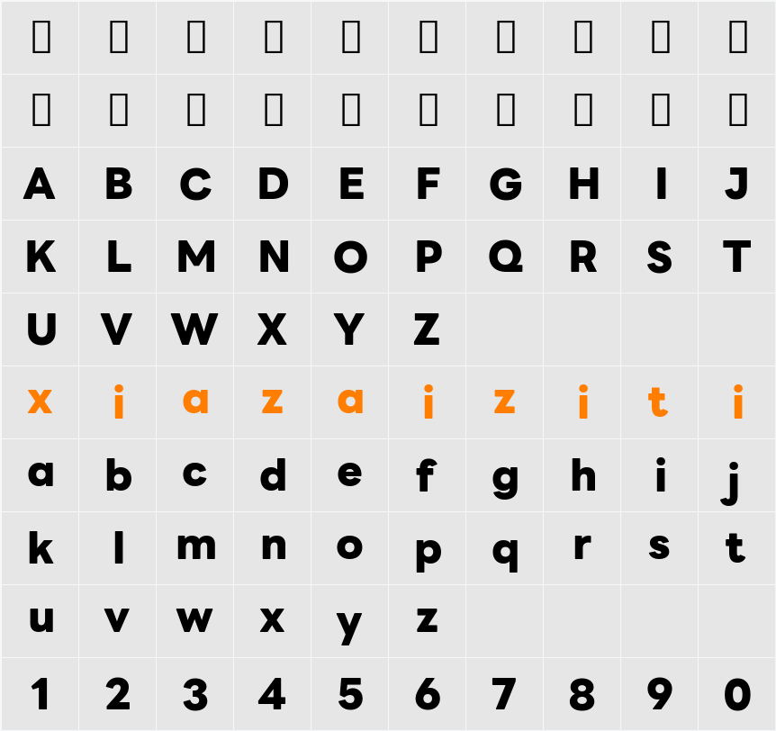LINE Seed Sans TH App ExtraBold 字符映射表