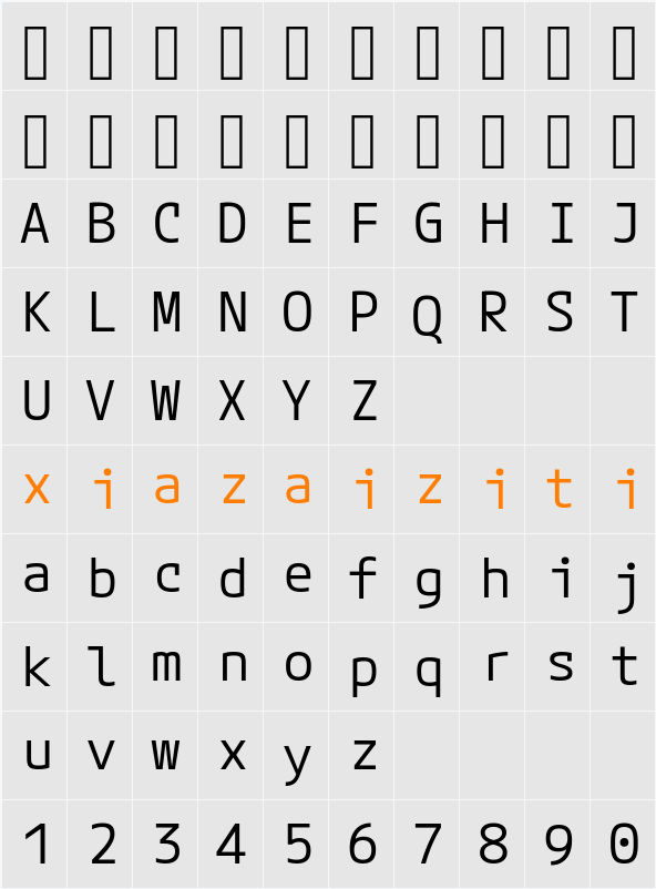 Mplus Code Latin 60 字符映射表