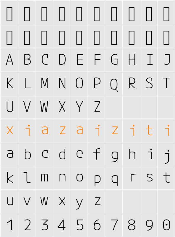 Mplus Code Latin 60 Light 字符映射表