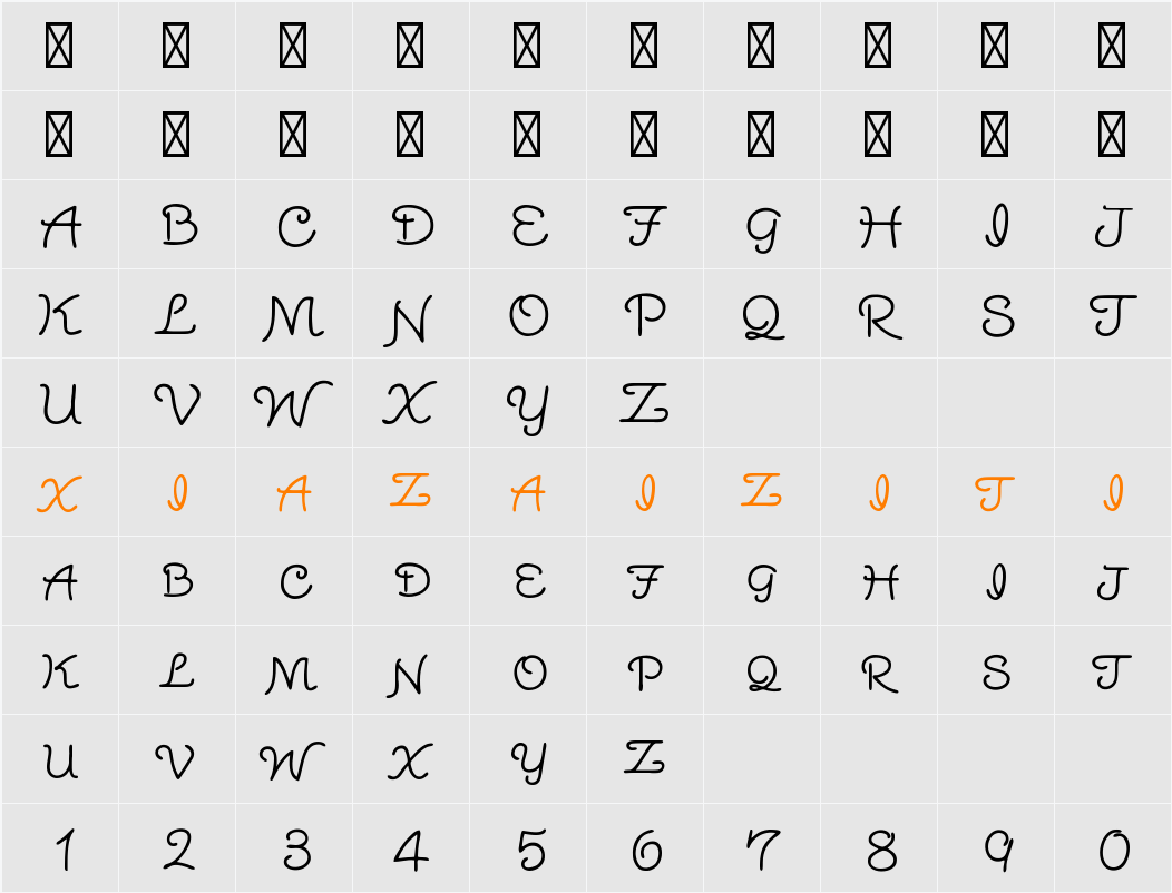 Yuji Hentaigana Akebono 字符映射表