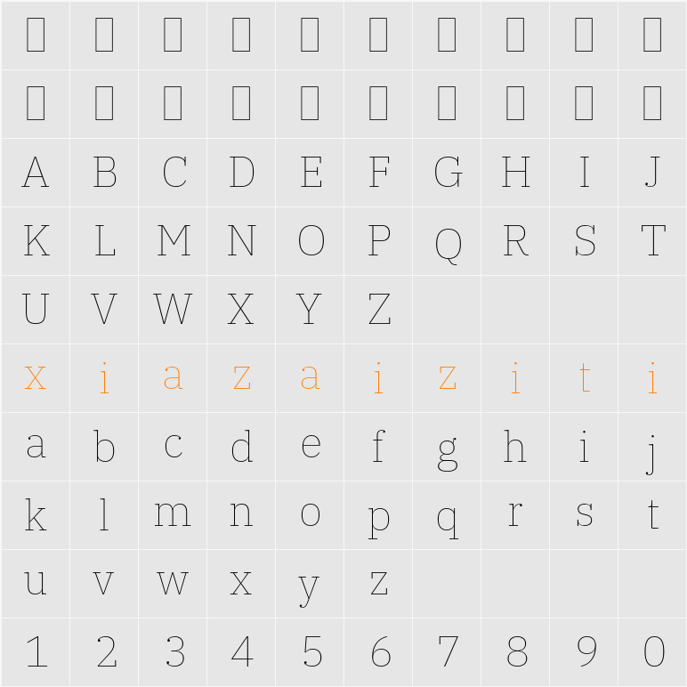 IBM Plex Serif Thin 字符映射表
