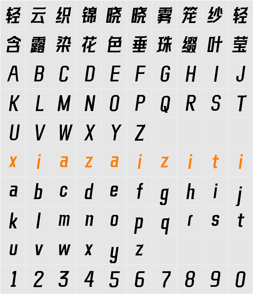 快看世界体 字符映射表