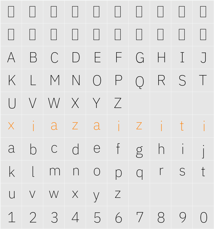 IBM Plex Sans Thai ExtLt 字符映射表