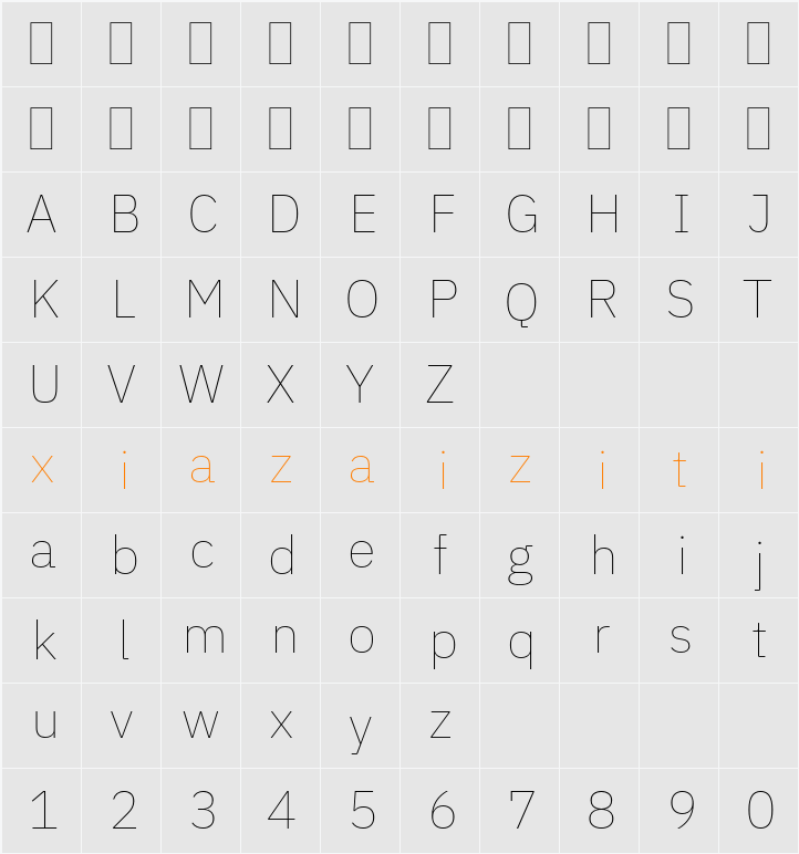 IBM Plex Sans Arabic Thin 字符映射表