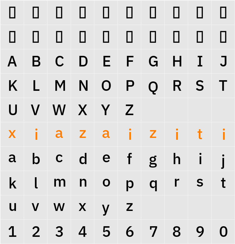 IBM Plex Sans Arabic Medm 字符映射表