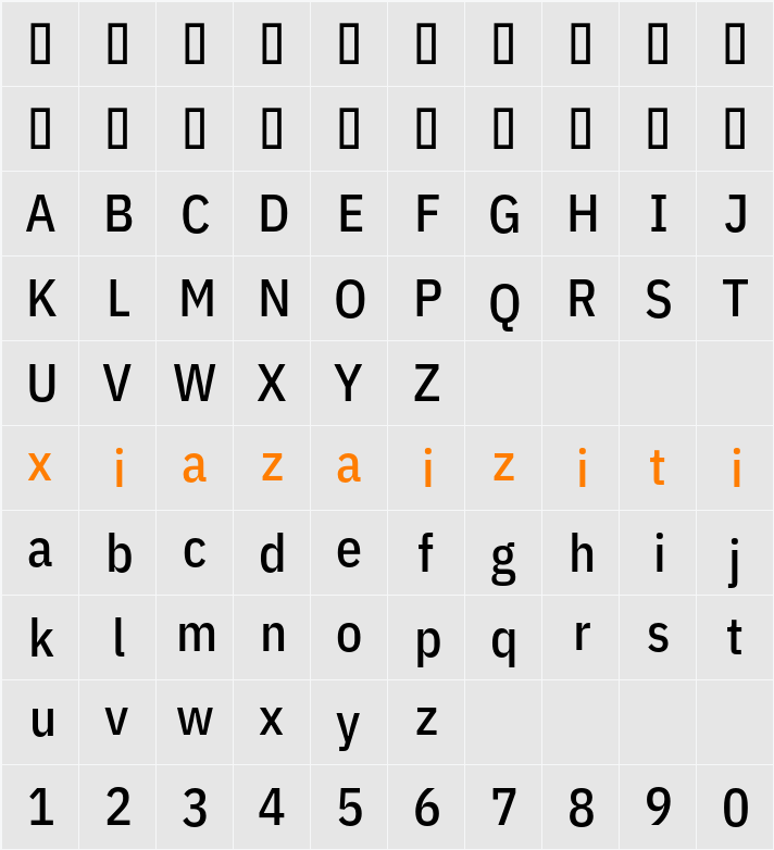 IBM Plex Sans Cond Medm 字符映射表