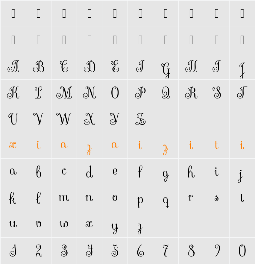 Sevillana 字符映射表