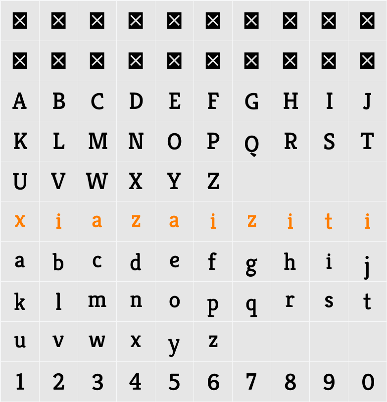 Kreon Medium 字符映射表