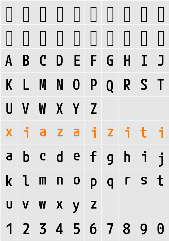 Mplus Code Latin 50 Medium 字符映射表