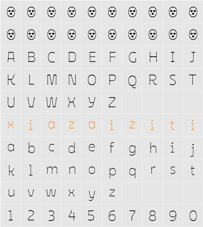 Ojuju Light 字符映射表