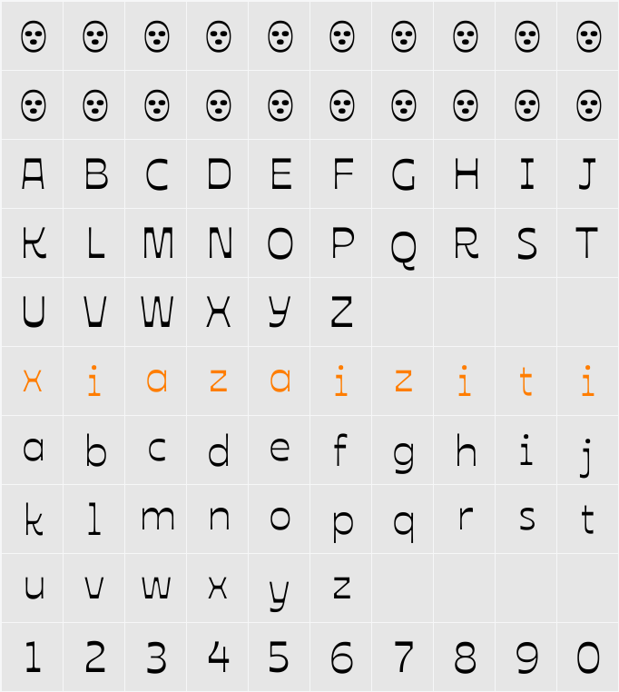 Ojuju Medium 字符映射表