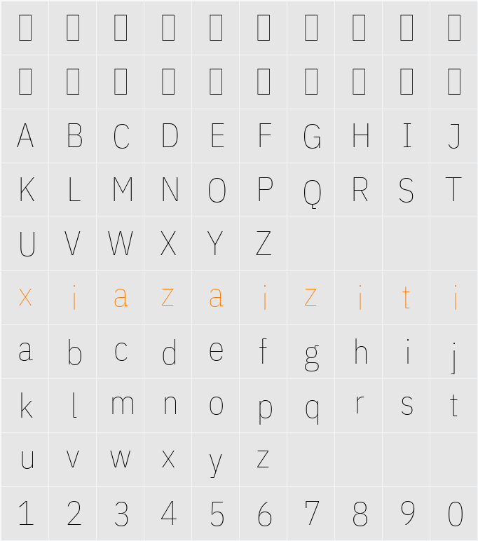 IBM Plex Sans Cond Thin 字符映射表