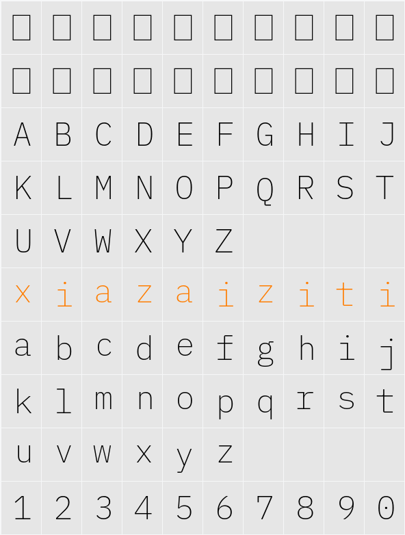 IBM Plex Mono ExtLt 字符映射表