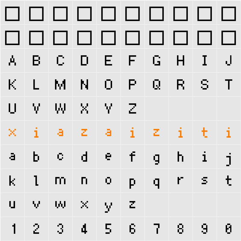 Ark Pixel 10px proportional zh_tr 字符映射表