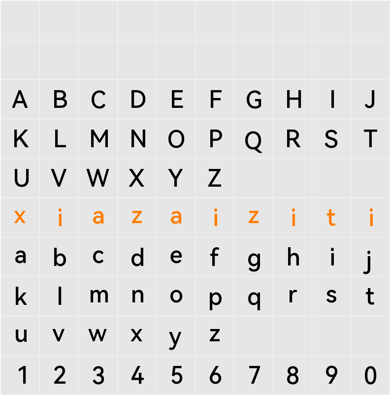 HarmonyOS Sans Medium 字符映射表