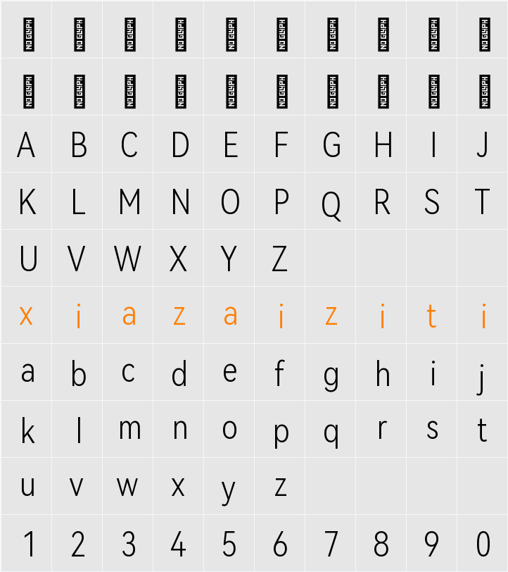 HarmonyOS Sans Condensed Light 字符映射表