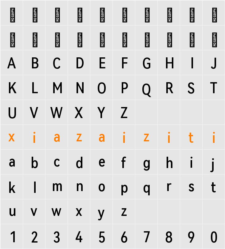 HarmonyOS Sans Condensed Medium 字符映射表