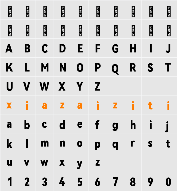 HarmonyOS Sans Condensed Black 字符映射表