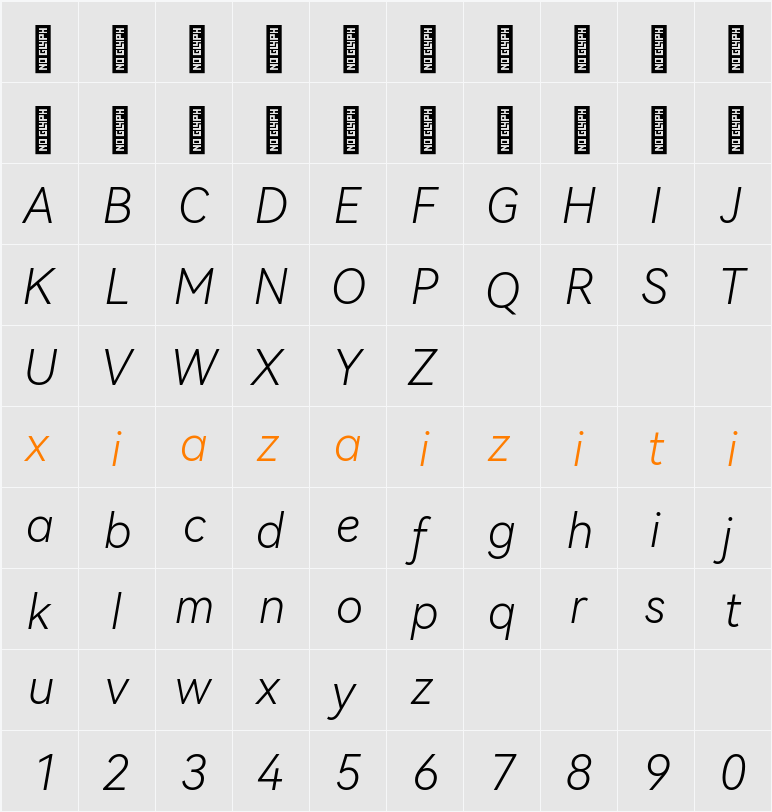 HarmonyOS Sans Light 字符映射表