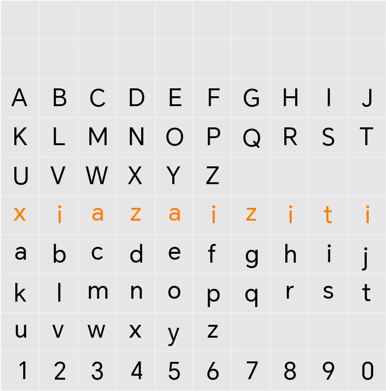 HONOR Sans 字符映射表